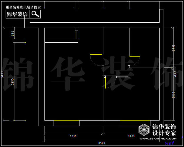 德盈國(guó)際廣場(chǎng)B3戶型80平米  戶型